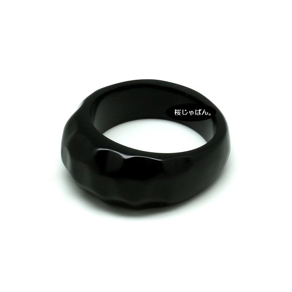 画像1: 「水牛」指輪 リング トップにボリューム 黒 ブラック 12号 バッファローホーン レディス メンズ アクセサリー (1)