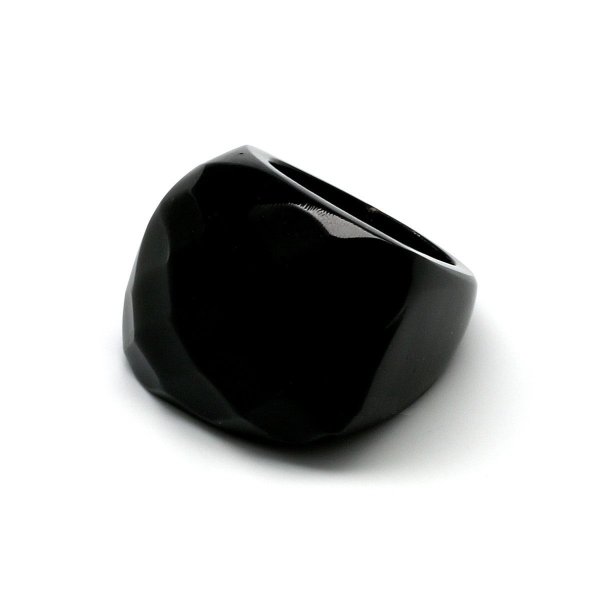 画像1: 「水牛」指輪 リング パラレログラムカット 黒 ブラック (4) 12.5号バッファローホーン レディス メンズ アクセサリー (1)