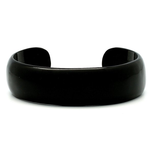 画像1: 「水牛」ブレスレット バングル シンプル 漆黒 black 18cm (1)
