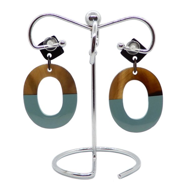 画像2: 「水牛」ピアス オーバル oval Grey Blue（3） (2)