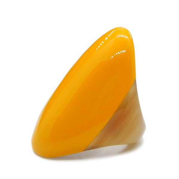画像1: 「水牛」指輪 リング oval マスタード mustard (2) 10号 バッファローホーン レディス メンズ アクセサリー (1)