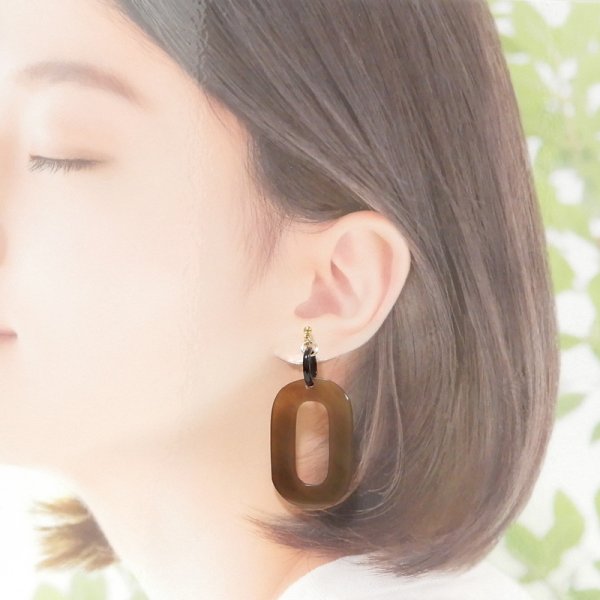 画像1: 「水牛」イヤリング オーバル oval（2） (1)