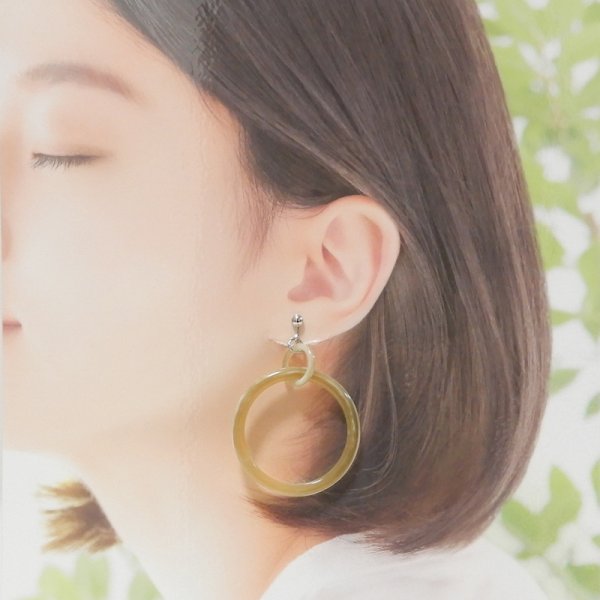 画像1: 「水牛」イヤリング 軽やかなリング Φ4.4cm（2） (1)