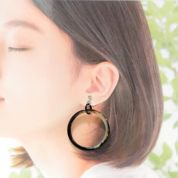 画像1: 「水牛」イヤリング 軽やかなリング Φ4.9cm（5） (1)