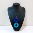 画像2: 「水牛」ペンダント オーバル oval　ネイビー & ターコイズブルー (2)