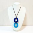 画像1: 「水牛」ペンダント オーバル oval　ネイビー & ターコイズブルー (1)