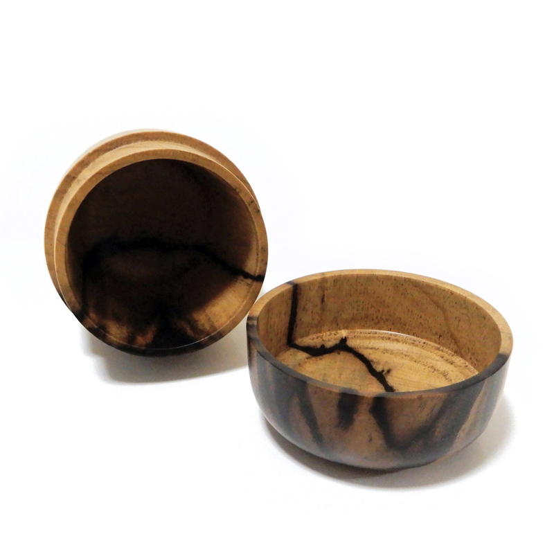 木の品」棗 なつめ 黒柿 網杢 無垢材 Φ6.7cm×8.5cm (2) 茶器 Wooden