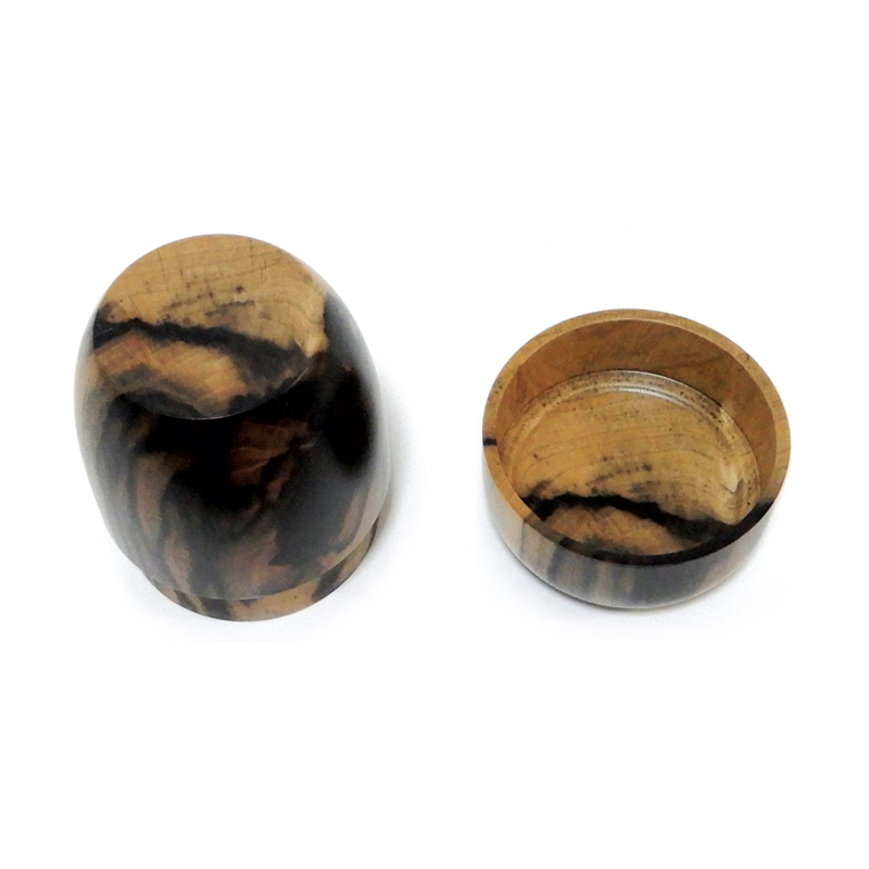 木の品」棗 なつめ 黒柿 網杢 無垢材 Φ6.7cm×8.5cm (3) 茶器 Wooden