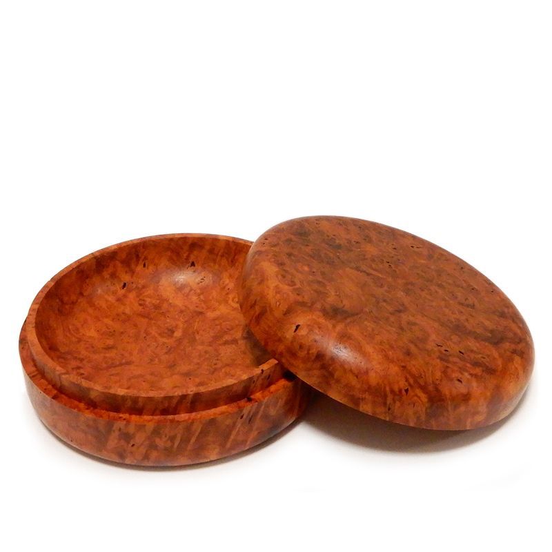 木の品」香合 花梨 Karin 玉杢 瘤杢 無垢材 Φ10.5cm (4) 茶道具 Wooden 