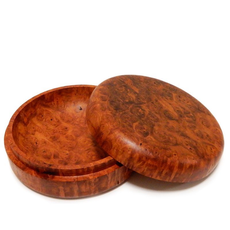 木の品」香合 花梨 Karin 玉杢 瘤杢 無垢材 Φ10.5cm (5) 茶道具 Wooden