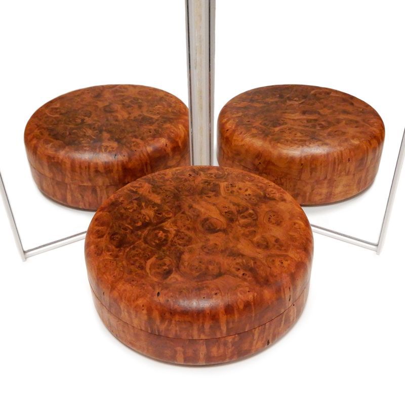 木の品」香合 花梨 Karin 玉杢 瘤杢 無垢材 Φ10.5cm (5) 茶道具 Wooden