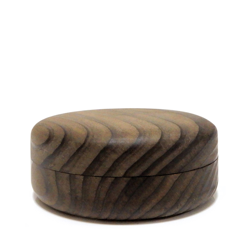 木の品」香合 神代杉 jindaisugi 縞杢 無垢材 Φ9.0cm (1) 茶道具 