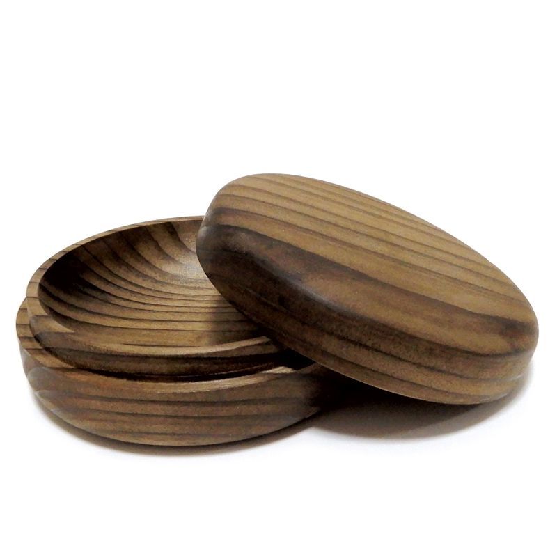 木の品」香合 神代杉 jindaisugi 縞杢 無垢材 Φ9.0cm (2) 茶道具 