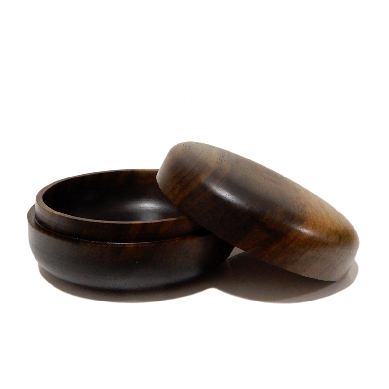 木の品」香合 黒柿 kurogaki 縞杢 無垢材 Φ8.0cm (12) 茶道具 Wooden 