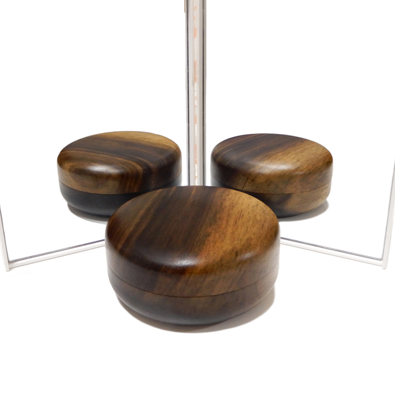 木の品」香合 黒柿 kurogaki 縞杢 無垢材 Φ8.0cm (12) 茶道具 Wooden 