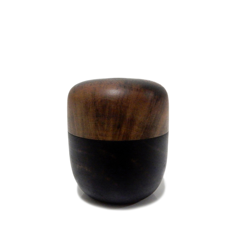 木の品」棗 なつめ 黒柿 縞杢 無垢材 Φ6.0cm×7.0cm (14) 茶器 Wooden