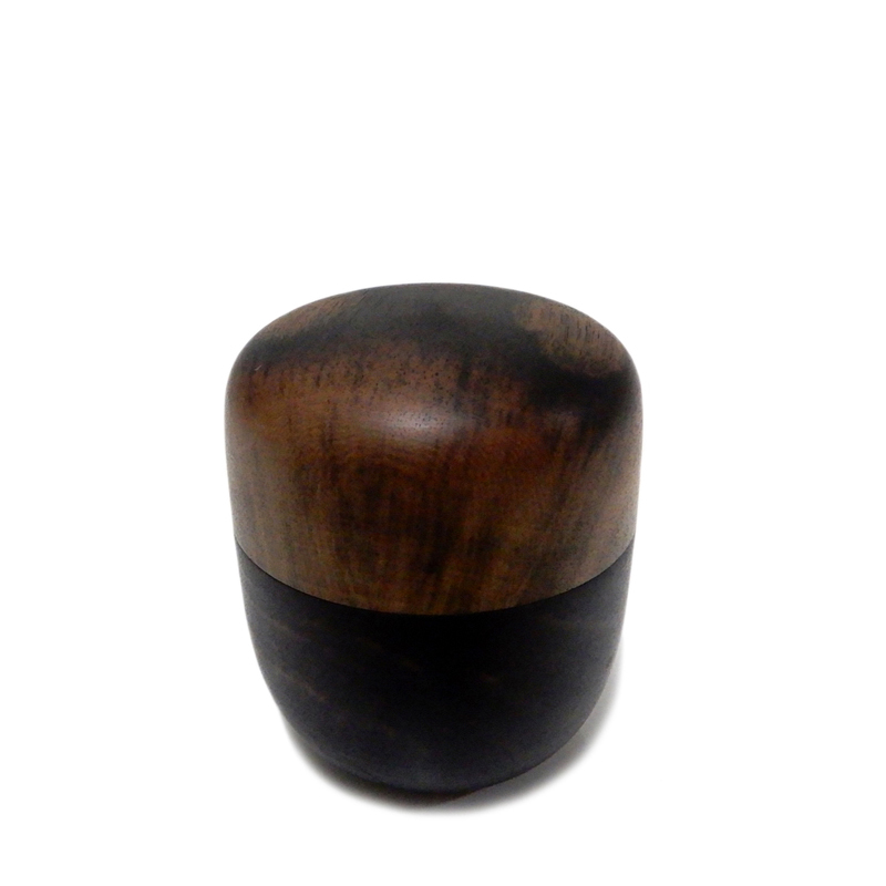 木の品」棗 なつめ 黒柿 縞杢 無垢材 Φ6.0cm×7.0cm (14) 茶器 Wooden